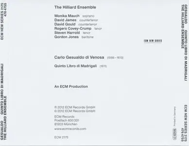 The Hilliard Ensemble - Carlo Gesualdo: Quinto Libro Di Madrigali (2012) {ECM 2175}