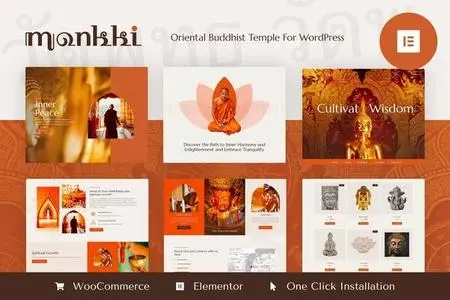 Monkki - Oriental Buddhist Temple Elementor Pro Template Kit 52004017