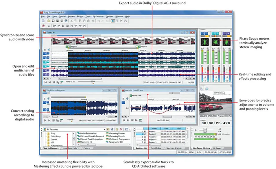 Экспортировать аудио. Sony программа для записи музыки. Sound Forge v8.0. Цифровой редактор. Visual Analyzer.
