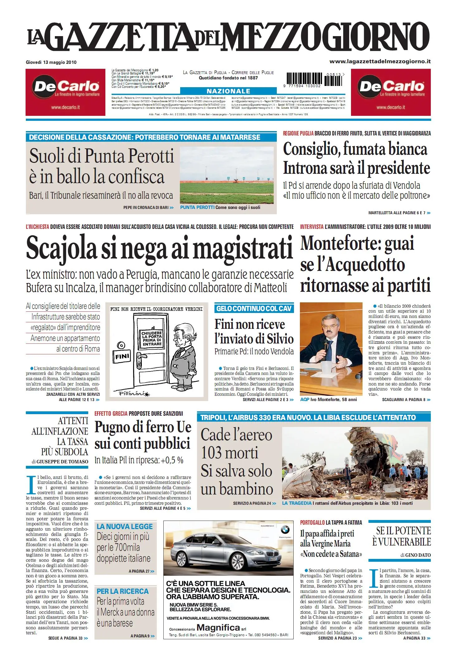 GAZZETTA DEL MEZZOGIORNO DEL 13 MAGGIO 2010