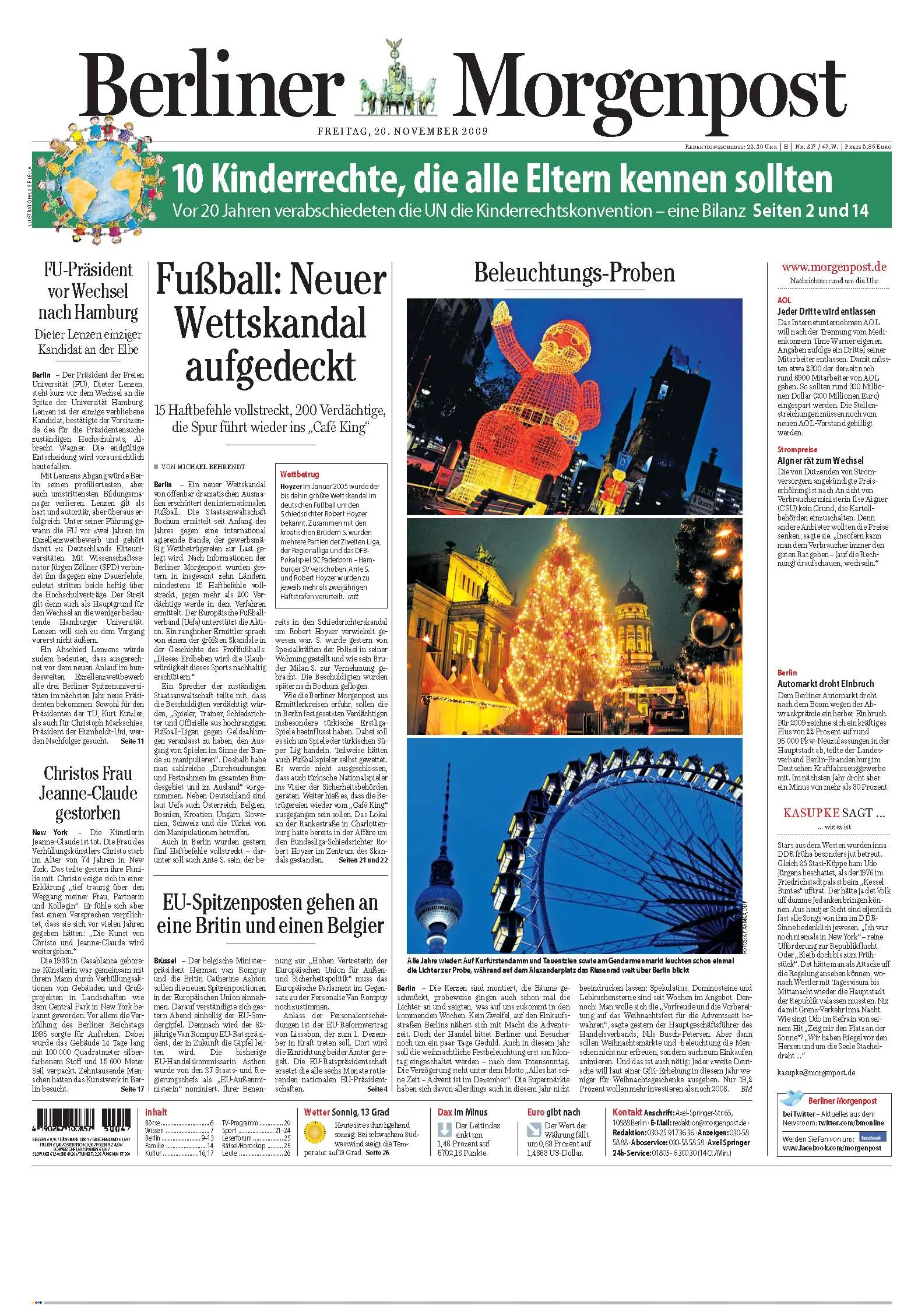 Berliner Morgenpost vom 20. November 2009