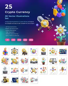 EE - 3D Crypto Currency Vector Illustration CTMLQK2