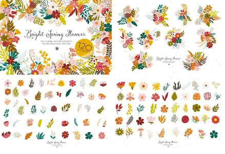 EE - Bright Spring Flowers  Vector Set QJJS2AK