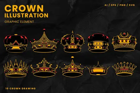 EE - Vintage Hand Drawing Crown Illustration EHMZXRN