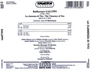 Fabio Pirona, Savaria Baroque Orchestra - Baldassarre Galuppi: La clemenza di Tito (2008)