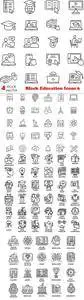 Vectors - Black Education Icons 6