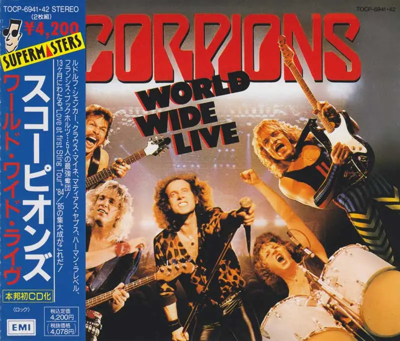 Scorpions world. Scorpions World wide Live 1985. Scorpions World wide Live 1985 2lp. Scorpions World wide Live 1985 обложка. Японские CD группы Scorpions в картинках.