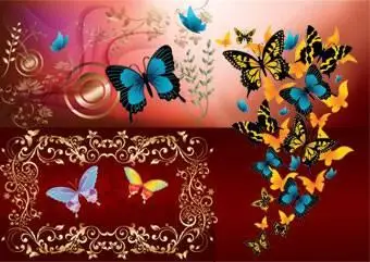 vector Butterfly With Flowery backgrounds