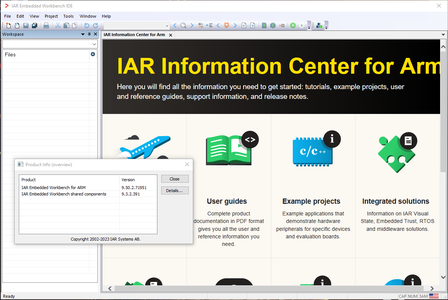 IAR Embedded Workbench for ARM version 9.50.2 with Examples