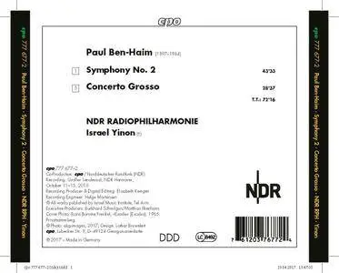 NDR Radiophilharmonie & Israel Yinon - Ben-Haim: Symphony No. 2 & Concerto grosso (2017)