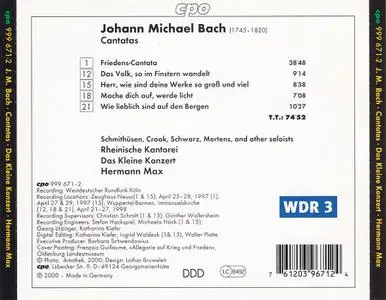 Hermann Max, Das Kleine Konzert, Rheinische Kantorei - Johann Michael Bach: Cantatas  (2000)