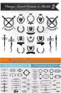 Vintage frames frills and decorations vector set 2
