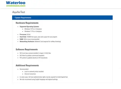 Waterloo Hydrogeologic AquiferTest Pro 14.0.0