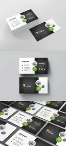 Business Card Layout with Green Accents 204272874