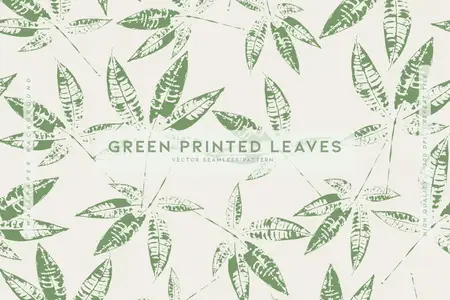 EE - Green Printed Leaves Backdrop H6KJS9X