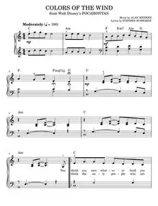 Colors of the wind - Vanessa Williams (Easy Piano)
