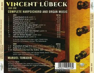 Vincent Lubeck - Complete Harpsichord and Organ Music - Manuel Tomadin (2018) {2CD Set Brilliant Classics 95453}
