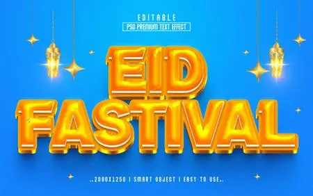 PSD eid festival 3d editable text effect style