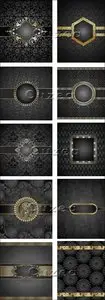 Vector - Black vintage backgrounds with gold elements