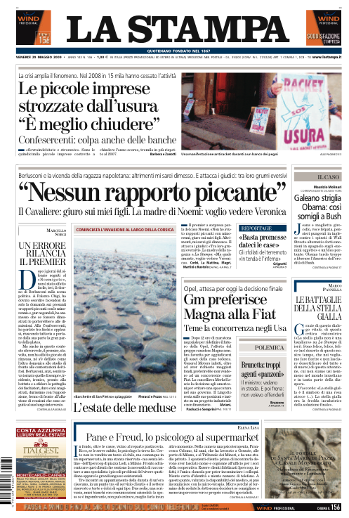 La Stampa 29 Maggio 2009 (Edizione di Cuneo ed Internazionale)