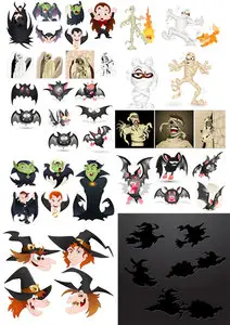 Vector Set - Dracula, Witches and Mummy