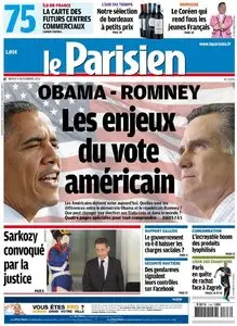 Le Parisien + Cahier Paris du Mardi 6 Novembre 2012