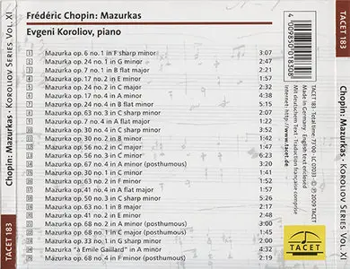 Frederic Chopin - Evgeni Koroliov - Mazurkas (2009, Tacet # TACET 183) [RE-UP]