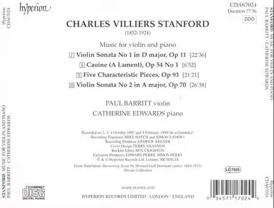 Paul Barritt, Catherine Edwards - Charles Villiers Stanford: Music for Violin and Piano (2013) (Repost)