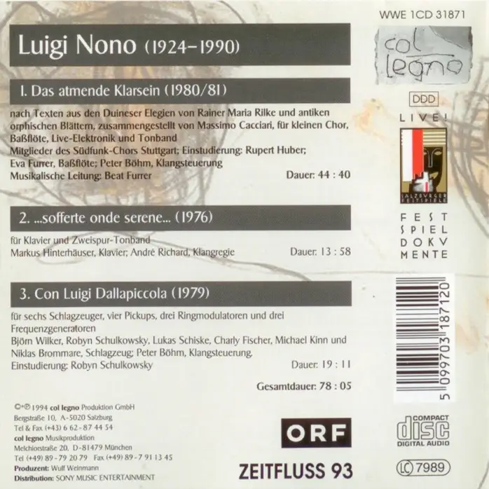 Luigi Nono - Das atmende Klarsein (1994)