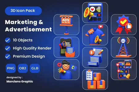 EE - Marketing & Advertisement 3D Icon Pack B8Q3888