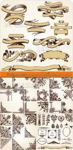 Vintage pattern area and ribbon banner vector