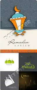 Eid Mubarak greeting vector backgrounds 4