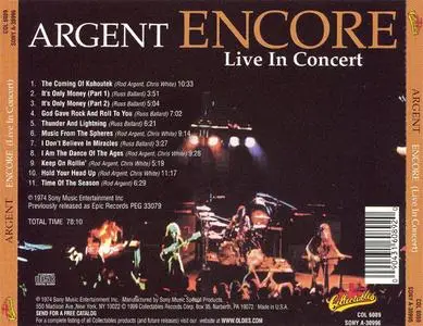 Argent - Encore: Live In Concert (1974) {1999 Collectables/Sony Music}