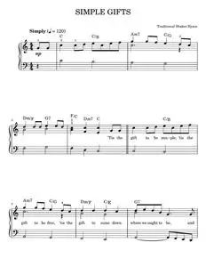 Simple Gifts - Traditional Shaker Hymn (Easy Piano)