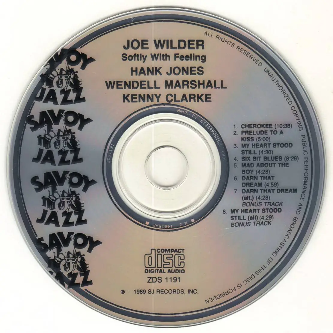 Joe Wilder - Softly With Feeling (1956) {Savoy Jazz ZDS 1191, Early Press, rel 1989}