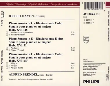 Alfred Brendel - Joseph Haydn: Piano Sonatas Hob. XVI: 48, 50 & 51 (1983)