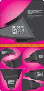 Abstract black and pink origami speech bubble vector
