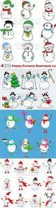 Vectors - Funny Cartoon Snowman 14