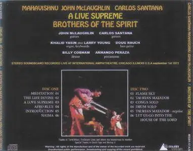 Mahavishnu John McLaughlin/Carlos Santana - A Live Supreme/Brothers Of The Spirit (2CD) (2004) {Main Stream}