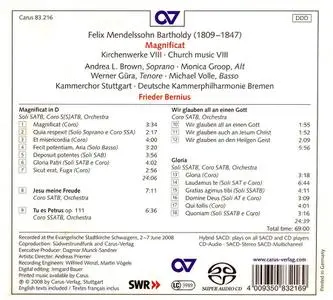 Frieder Bernius, Kammerchor Stuttgart - Felix Mendelssohn Bartholdy: Magnificat; Kirchenwerke VIII (2008)