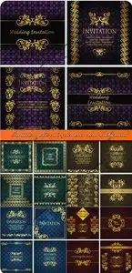 Invitation gold card elements vector background