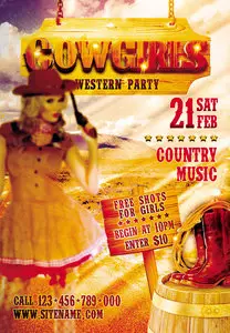 Flyer PSD Template - Cowgirls Western Party