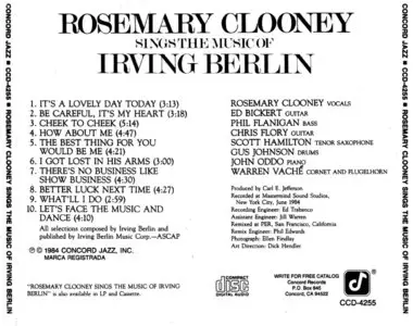 Rosemary Clooney – Sings The Music Of Irving Berlin (1984)(Concord Japan)