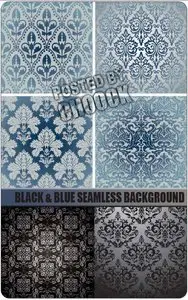Stock Vector: Black & blue seamless background