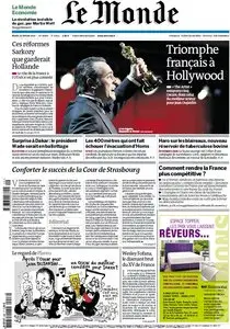 Le Monde et Supplément Economique du Mardi 28 Février 2012