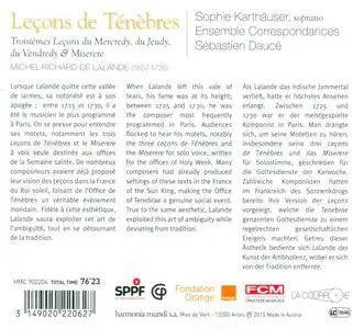 Sophie Karthäuser, Ensemble Correspondances, Sébastien Daucé - Lalande: Leçons de Ténèbres (2015)