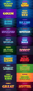 Set 3d editable text style effect vector vol 61