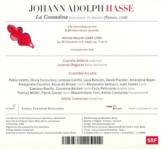 Attilio Cremonesi, Ensemble Arcadia - Johann Adolf Hasse: La Contadina (2013)