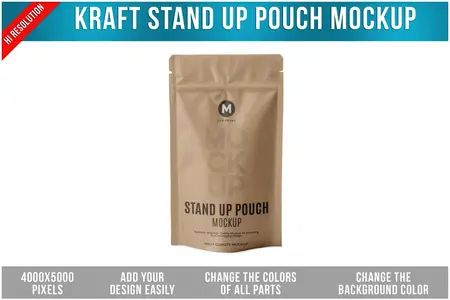 EE - Kraft Stand Up Pouch Mockup CZTPZR6
