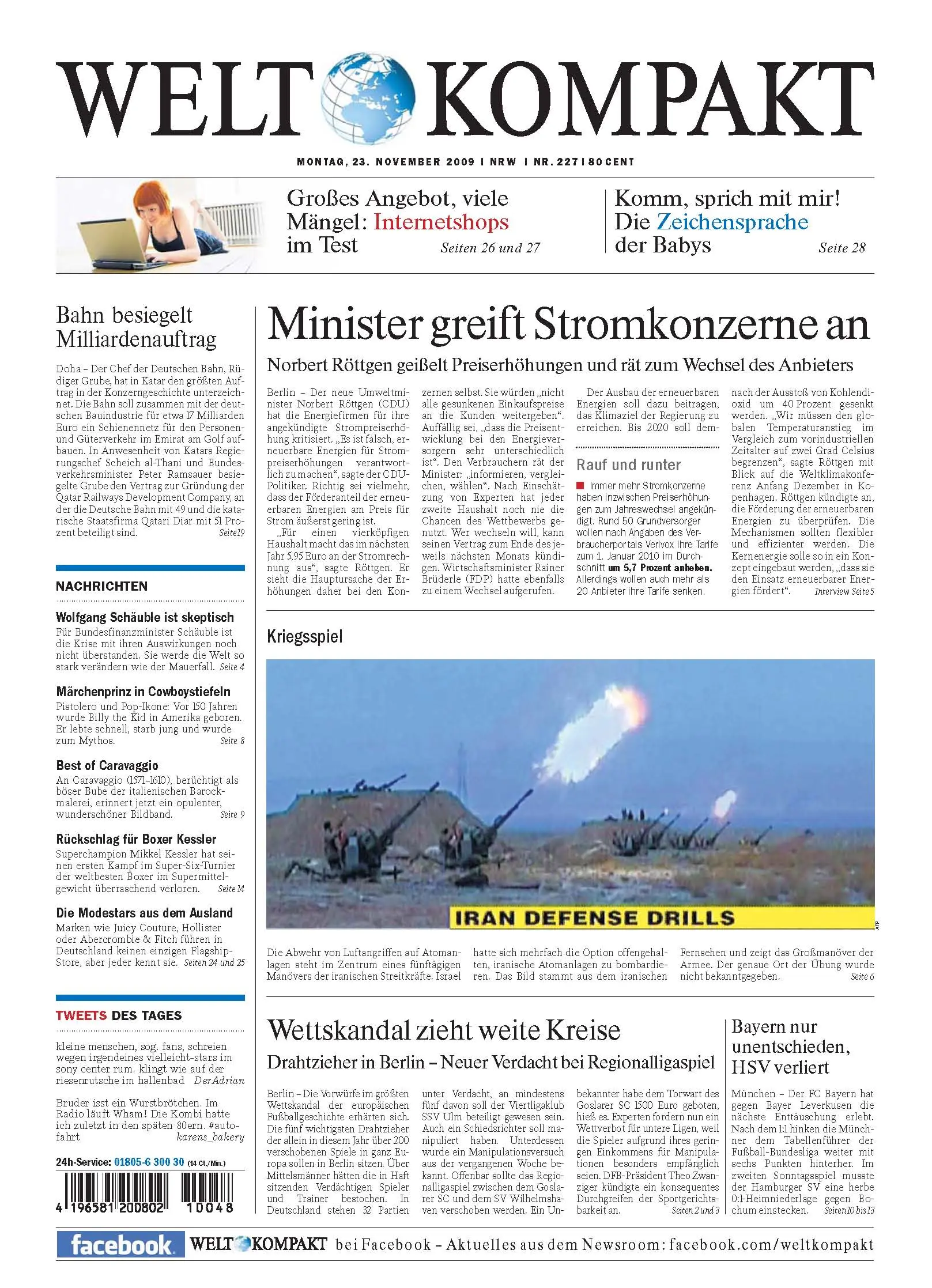 Die Welt kompakt vom 23. November 2009